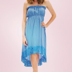 Blue Angels by the Sea strapless dress with embroidery